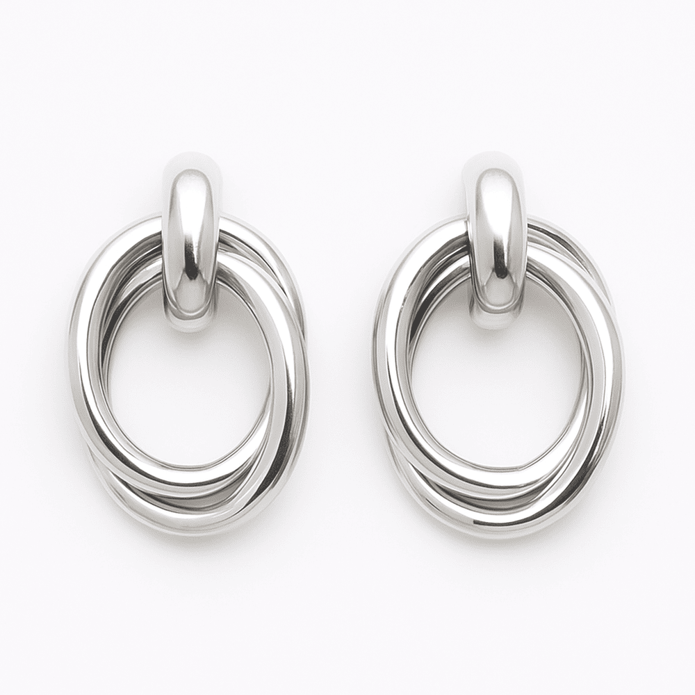 Boucles d’oreilles créoles doubles entrelacées Argentées