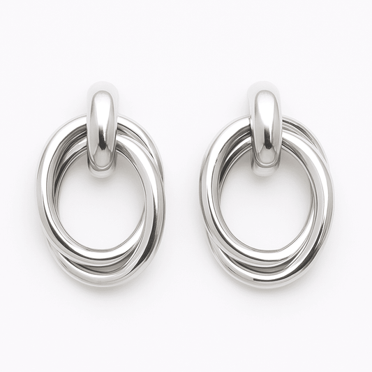 Boucles d’oreilles créoles doubles entrelacées Argentées